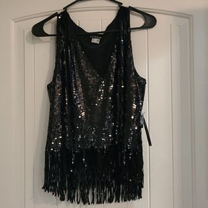 Venus sequins shirt with fringe detail